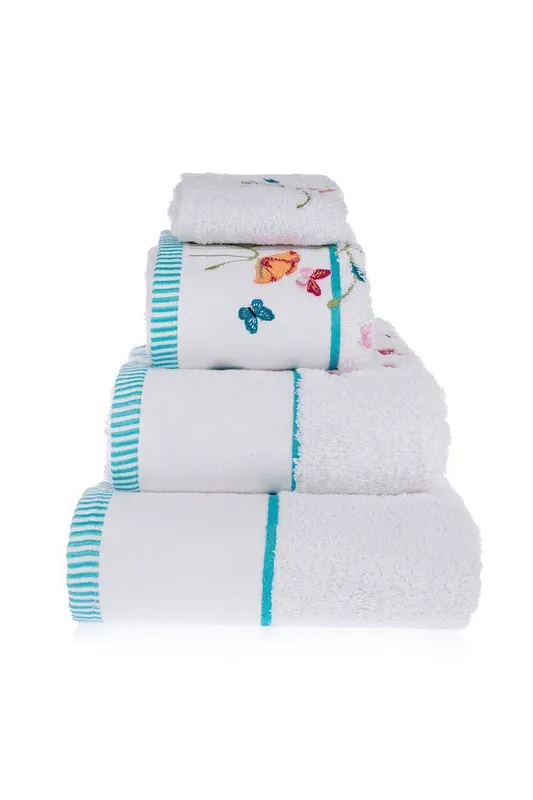 Homescapes Turkish Cotton Embroidered Butterfly White Towel White