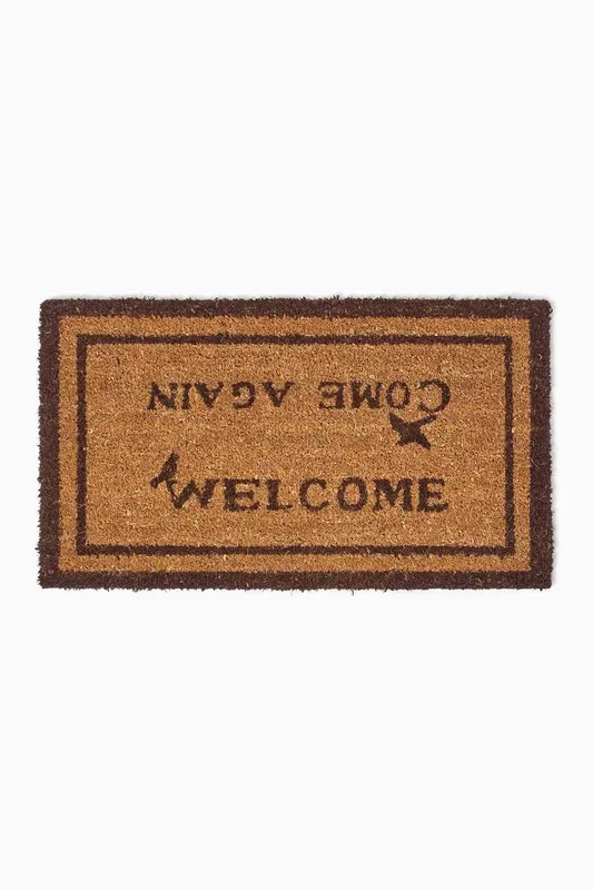 Homescapes Welcome Come Again Coir Doormat in Natural Size: 40cm x 70cm - Natural - Size: 40cm x 70cm