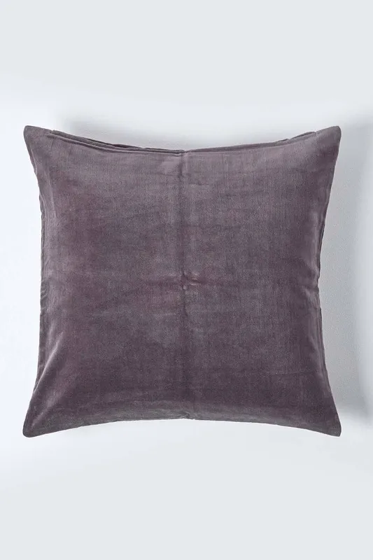 Homescapes - Dark Grey Velvet Cushion Cover, 60 x 60 cm