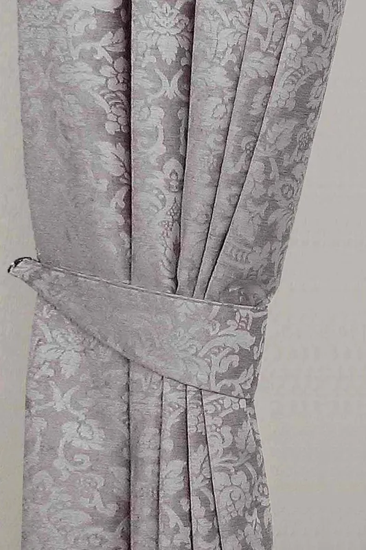 Homescapes Unisex Velvet Jacquard Curtain Tie Back Pair in Grey Grey female