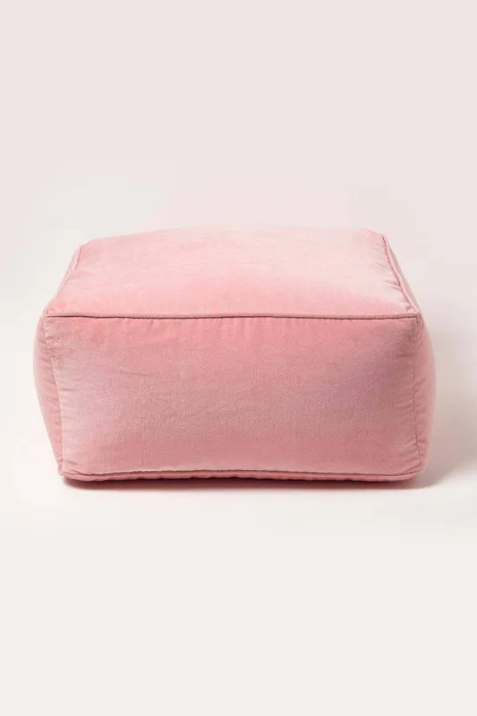 Homescapes Unisex Velvet Pouffe Bean Cube in Pink Pink female