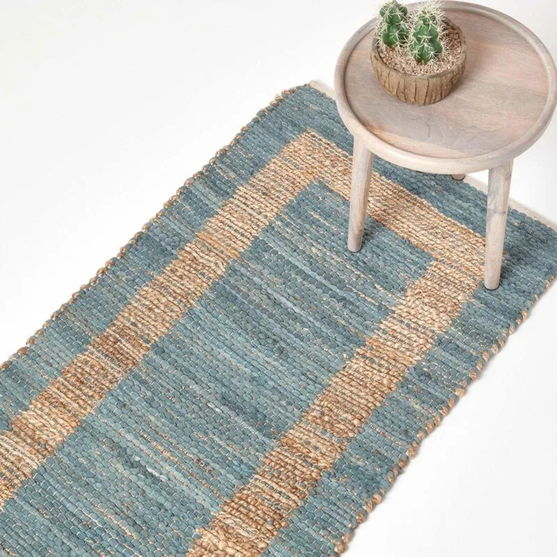Homescapes Veranda Grey and Nude Hemp Chindi Rug, 66 x 200 cm