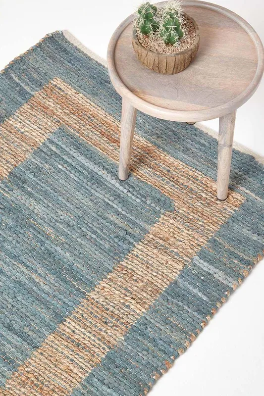Homescapes Veranda Grey & Nude Hemp Chindi Rug Size: 90cm x 150cm - Grey
