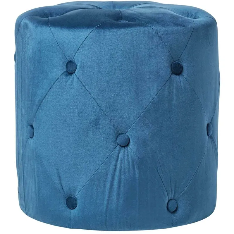 Homescapes Windsor Velvet Footstool, Navy