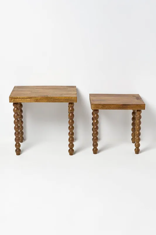 Homescapes Unisex Wooden Nesting Side Tables, Set of 2 in Brown Brown female