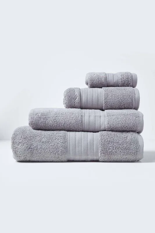 Zero Twist Supima Cotton Bath Towel, Grey - Homescapes