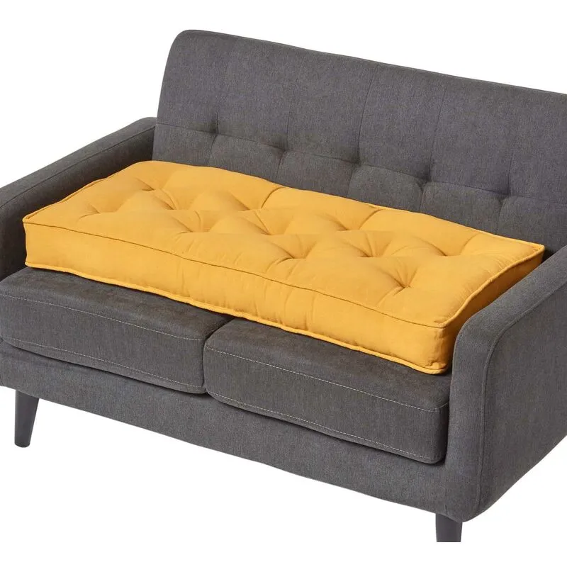 Homescapes Cotton 2 Seater Booster Cushion in Mustard - Mustard