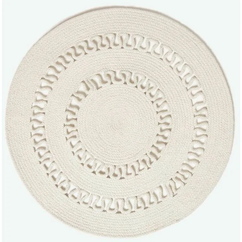 Natural Crochet Braided Rug 90cm Round - Homescapes