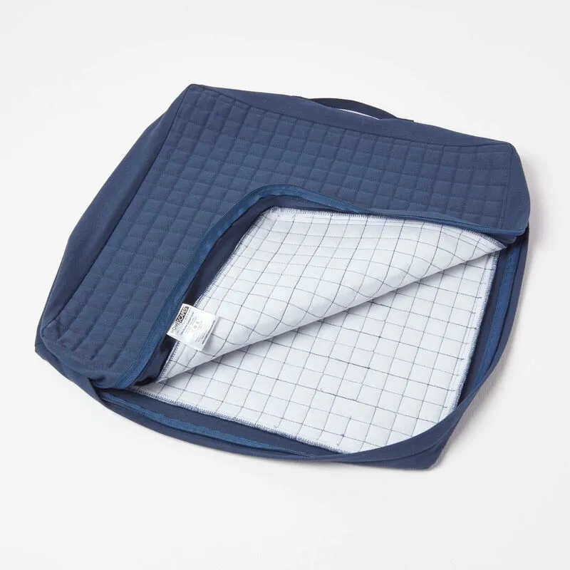 Navy Quilted Cotton Armchair Booster Cushion Cover - Homescapes