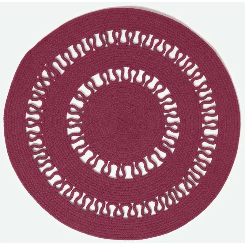 Plum Crochet Braided Rug 90cm Round - Homescapes