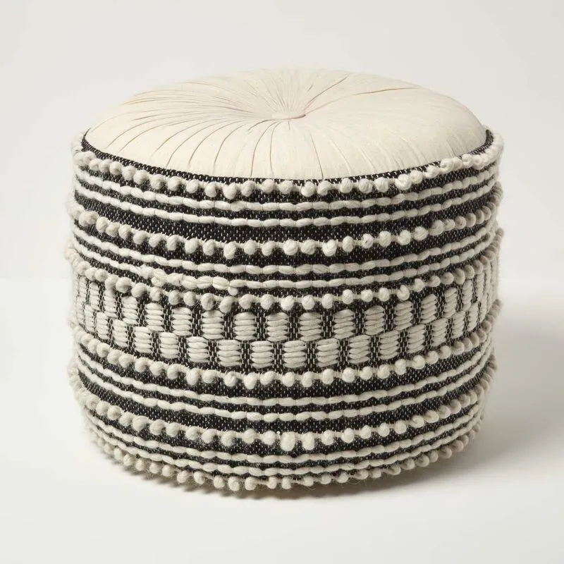 Homescapes Unisex Priya Macrame Boho Pouffe in Natural Natural female