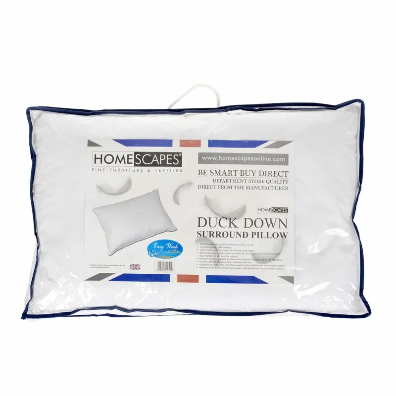 White Duck Down Surround Pillow - Homescapes