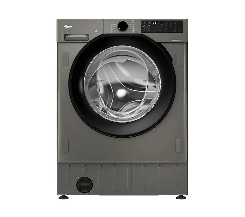 Hoover H-Wash 400 BH4S69M6DB9RJ-80 Integrated WiFi-enabled 9 kg 1600 Spin Washing Machine, Silver/Grey,Black