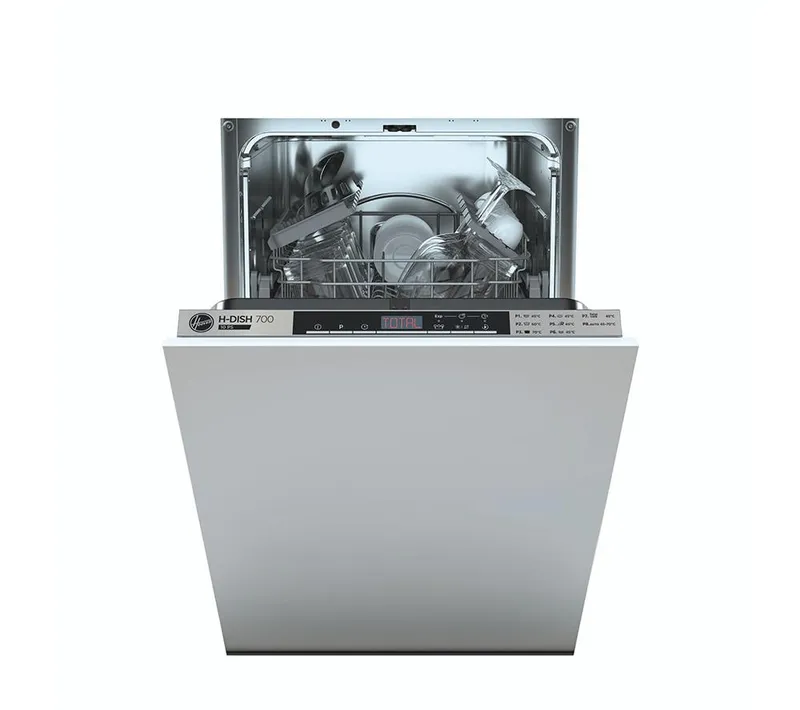 Hoover Hdih 2T1047-80 Slimline Fully Integrated Dishwasher, Silver/Grey
