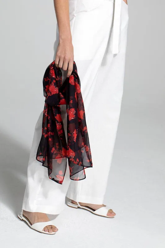 Hot Squash Women's Chiffon Scarf - Small in Black Black