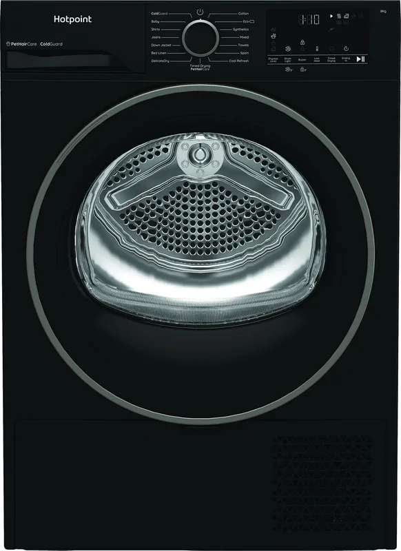 Hotpoint FabricCare C Hsd 82M BB UK 8Kg Heat Pump Tumble Dryer - Black - A+ Rated, Black