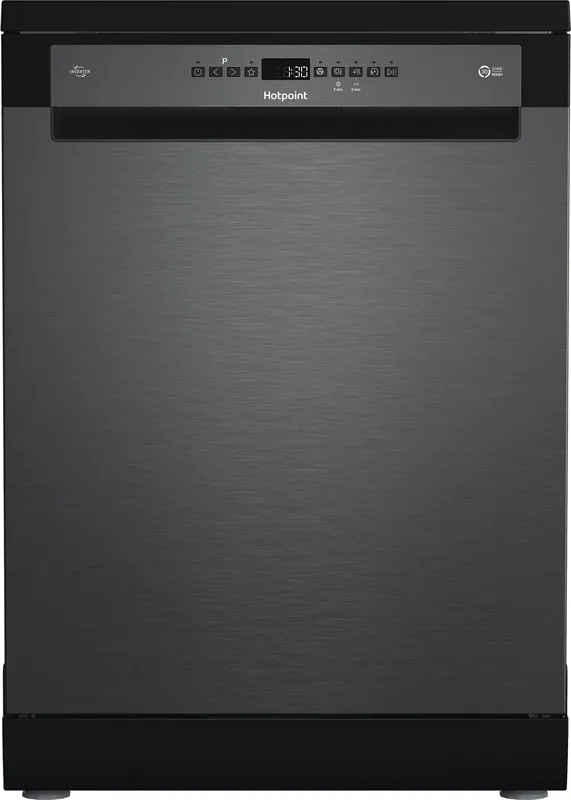 Hotpoint H8F HP51BS UK Full Size Dishwasher - Black Steel - B Rated, Black