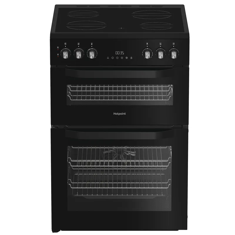 Hotpoint HDE6VDC2B1 60cm Double Oven Electric Cooker in Black Ceramic