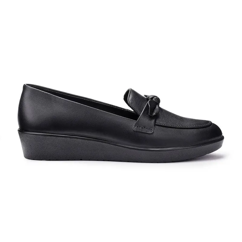 Hotter Women's Amber Womens Low Wedge Loafers - Black - Size: 7.5