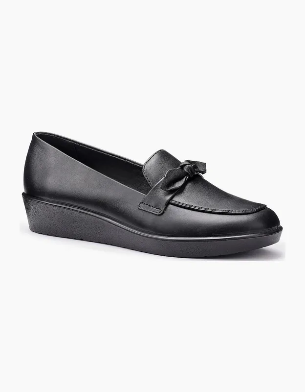 Hotter Women's Amber Womens Low Wedge Loafers - Black - Size: 5.5