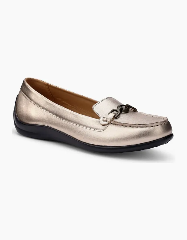 Hotter Women's Dover Womens Loafers - Soft Gold Le - Size: 6