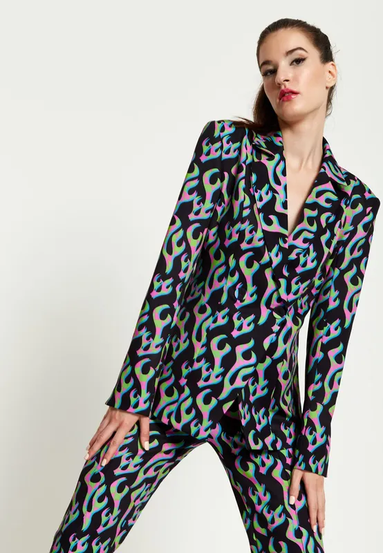 House of Holland Women's Black Flame Blazer Size: 12 Black 12