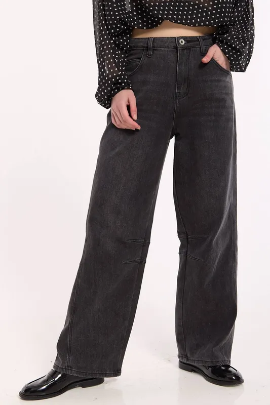 House of Holland Women's Black Wide Leg Jeans Size: Large - Black