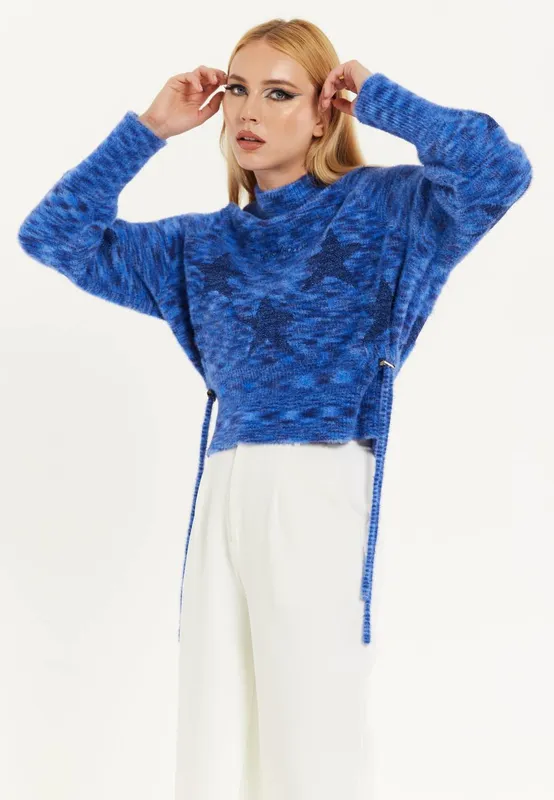 House of Holland Women's Blue Star Jumper Size: 14 - Blue
