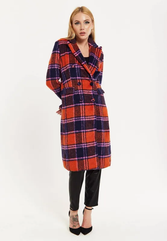 House of Holland Women's Red Check Coat Size: 8 Red 8 female