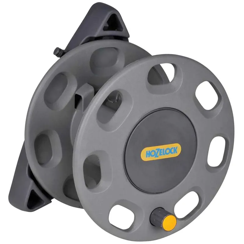 Hozelock 30m Wall Compact Mounted Hose Reel 2420 and Wall Mounted Hose Guide