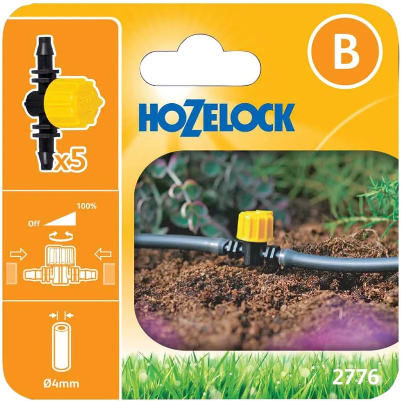 Hozelock - 5 x 2776 4mm Flow Control Valve For Micro Irrigation With 2772