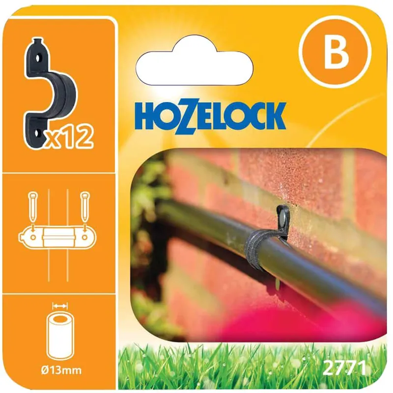 Hozelock 2771 Wall Clip 13mm (Pack 12) in Yellow Yellow