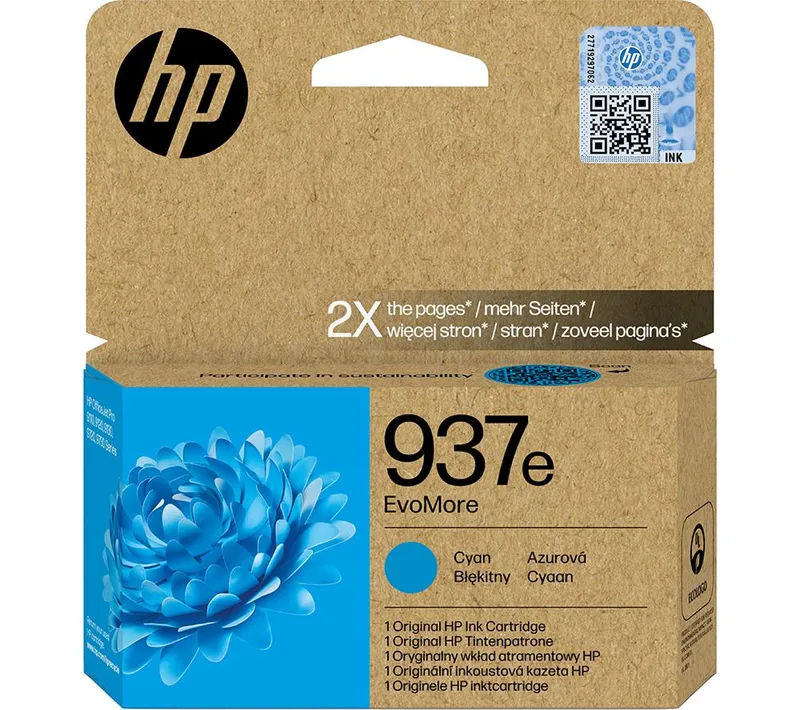 HP 937E EvoMore Original Ink Cartridge High Yield Cyan 4S6W6NE