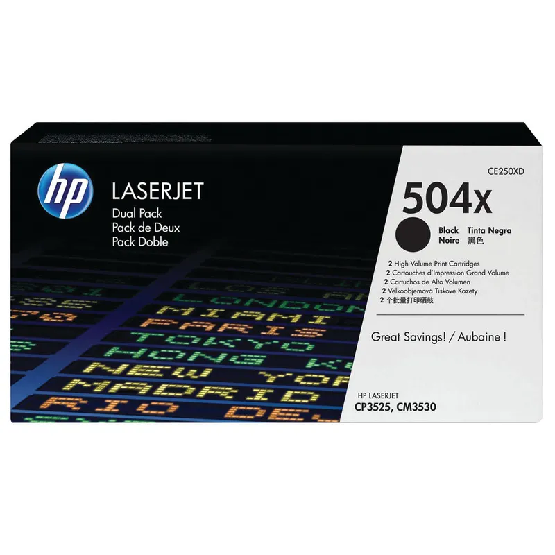 Original HP 504X Black Toner Cartridge Dual Pack