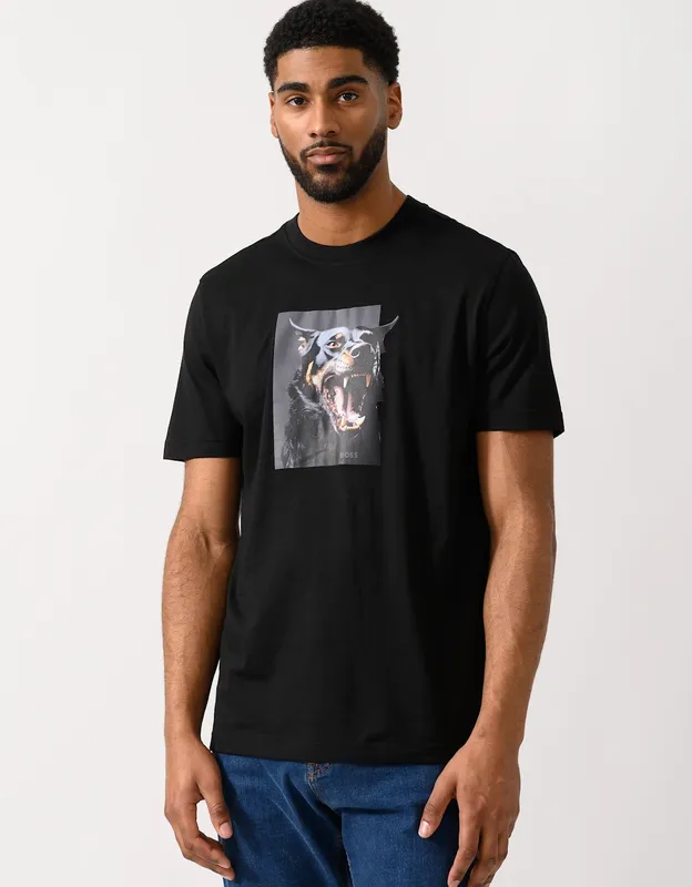 Hugo Boss Men's Boss Orange Doberman Graphic T-Shirt - Black 001 - Size: 38