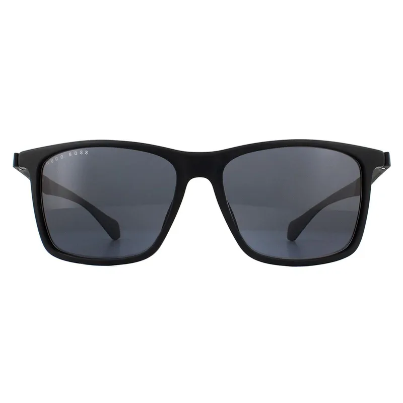 Hugo Boss Men's Rectangle Matte Black Grey Sunglasses Black One Size