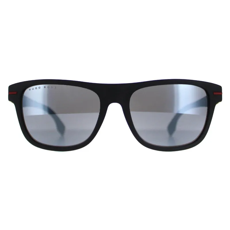 Hugo Boss Men's Rectangle Matte Black Red Silver Mirror Boss 1322/S Black One Size