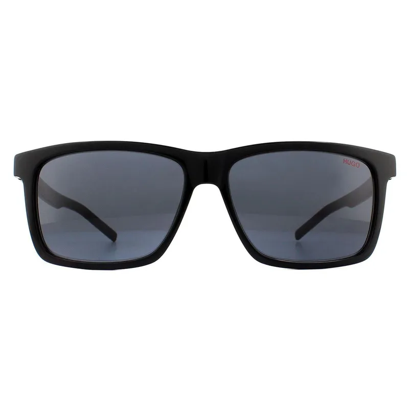 Hugo Men's Rectangle Black Grey Sunglasses Black One Size