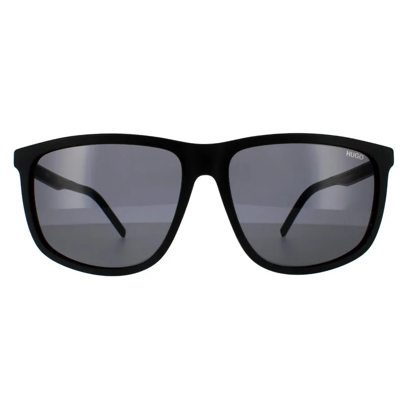 Hugo Men's Rectangle Matte Black Grey Sunglasses Black One Size