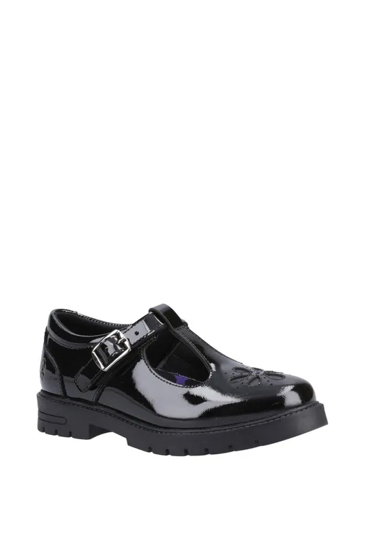 Hush Puppies Girl's Fiona Patent Senior Shoe in Black Size: Infant 6 Black Infant 6