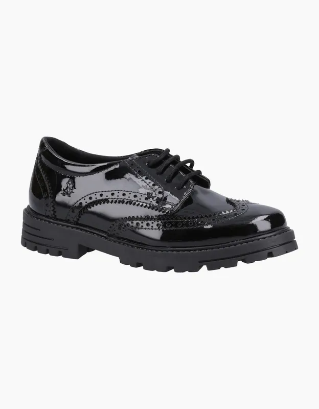 Girl's Hush Puppies Maxine Girls School Shoes Black Patent - Size: UK 7 teens