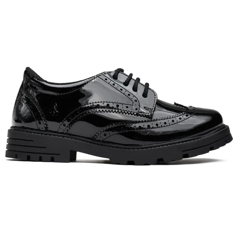 Hush Puppies Girls Maxine Patent Shoes - Black Leather - Size Uk 5