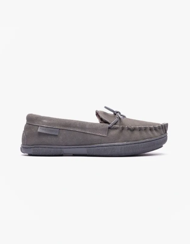 Men's Hush Puppies Ace Mens Suede Slippers Grey - Size: 9