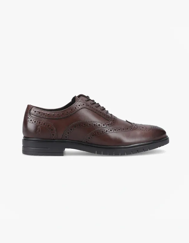 Men's Hush Puppies Santiago Mens Brogue Shoes Brown - Size: 8