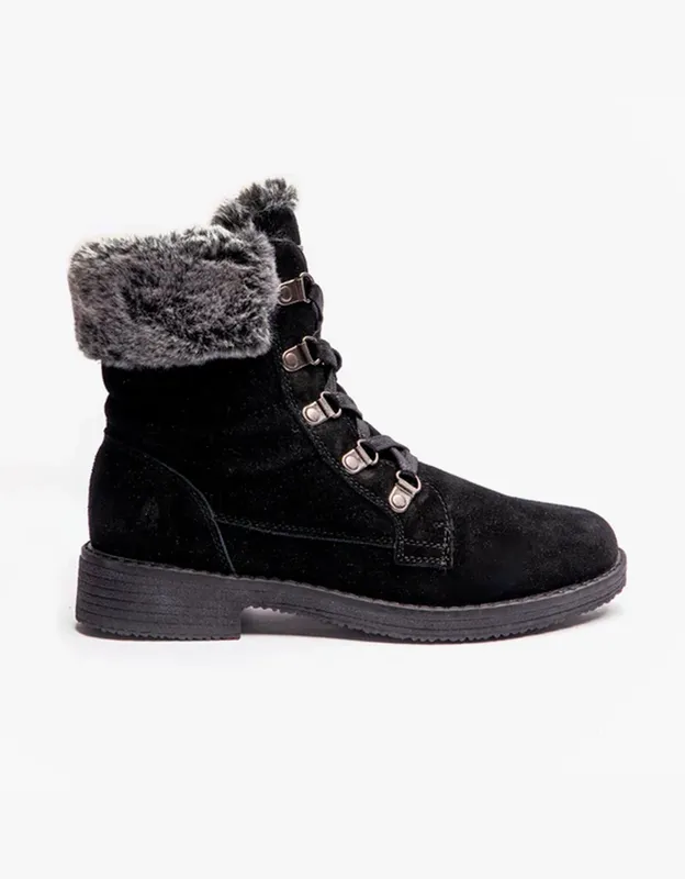 Women's Hush Puppies Florence Womens Leather Ankle Boots Black - Size: 8