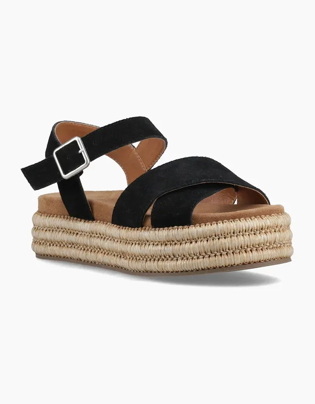Hush Puppies Women's Rosa Rafia Sandal in Black Size: 5 - Black