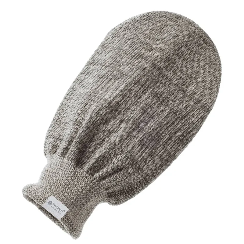 Hydrea London Unisex Spa Linen Hammam Exfoliating Mitt in Grey Grey One Size female