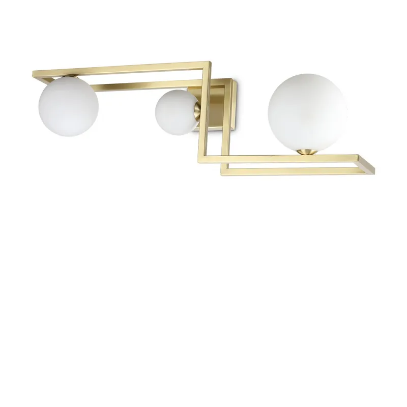 Netlighting Angolo 3 Light Globe Ceiling Light Brass in Gold Gold
