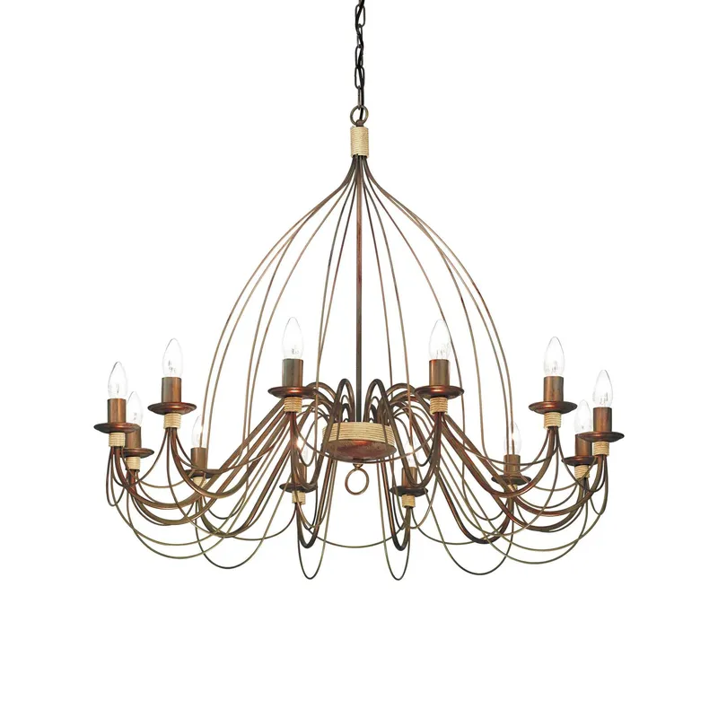 Netlighting Corte 12 Light Chandelier Rust Brown Finish E14 Brown