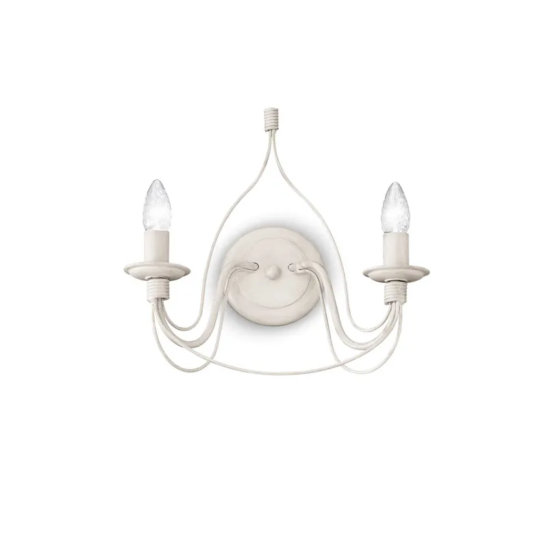 Netlighting Corte 2 Light Indoor Candle Wall Light Antique White E14 White